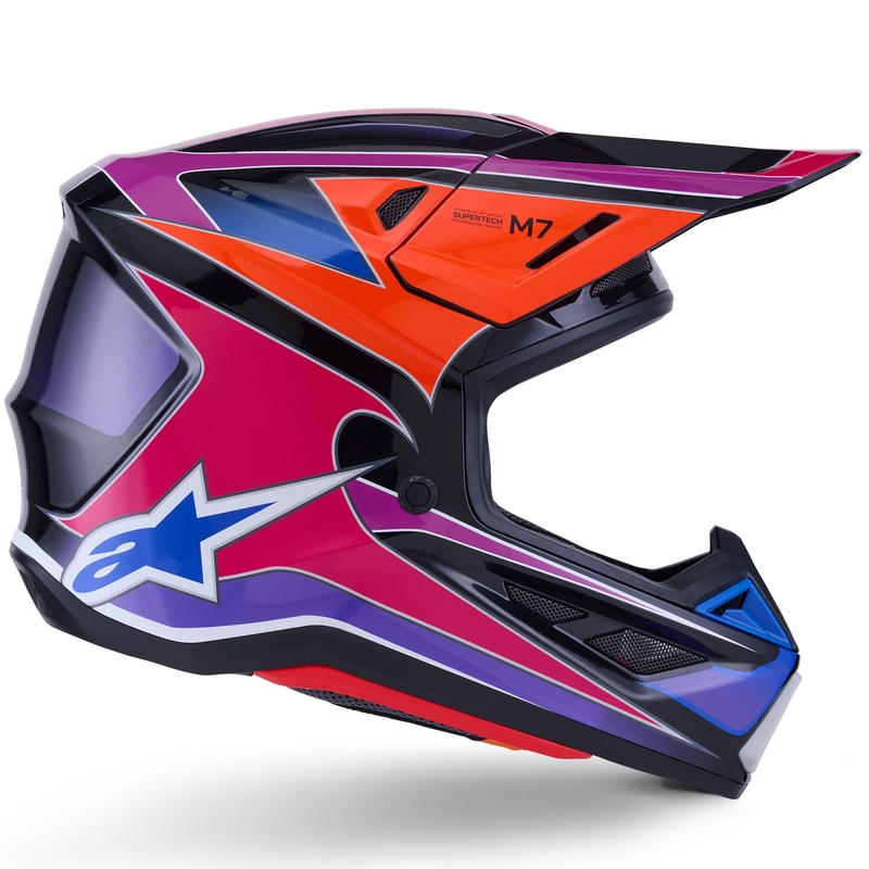 Motokrosová prilba Alpinestars SM7 Fuse modro-fialovo-ružová