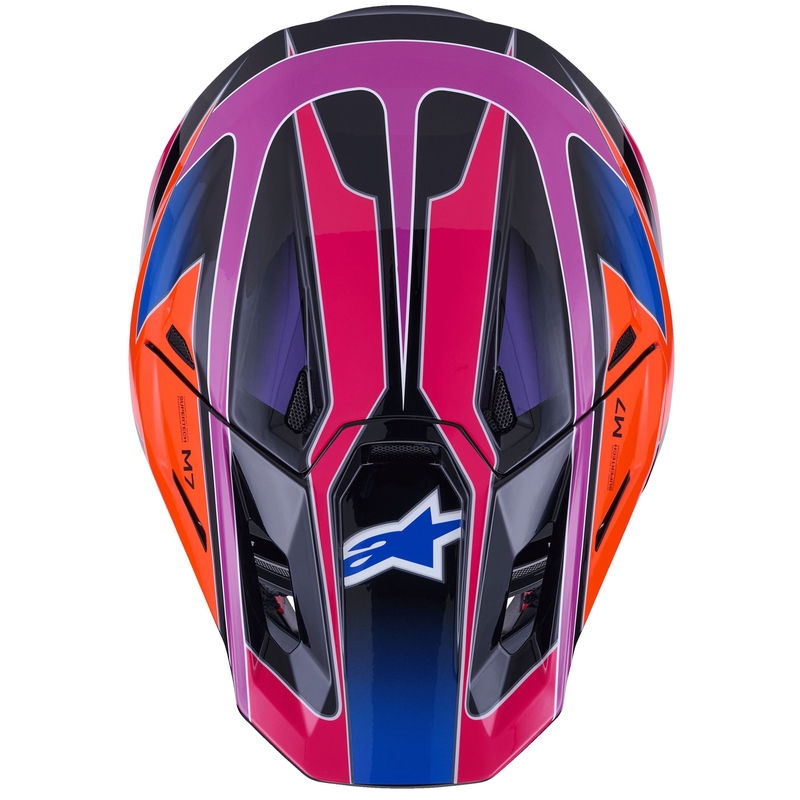 Motokrosová prilba Alpinestars SM7 Fuse modro-fialovo-ružová