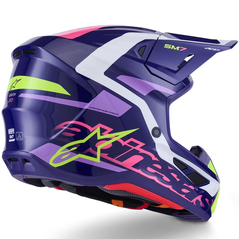 Motokrosová prilba Alpinestars SM7 Deed fialovo-ružovo-bielo-fluorescenčno žltá