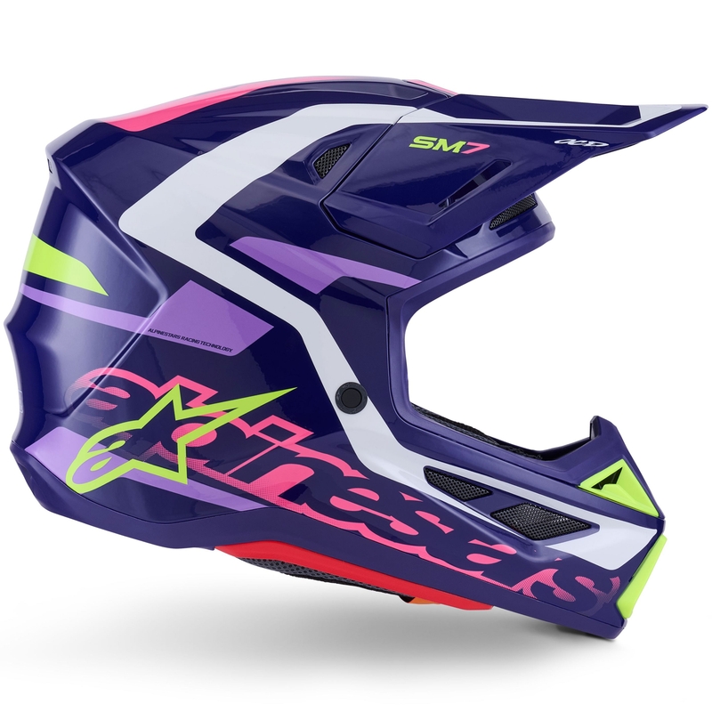 Motokrosová prilba Alpinestars SM7 Deed fialovo-ružovo-bielo-fluorescenčno žltá