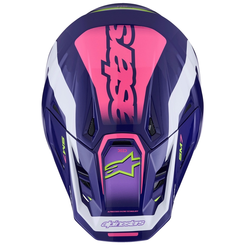 Motokrosová prilba Alpinestars SM7 Deed fialovo-ružovo-bielo-fluorescenčno žltá