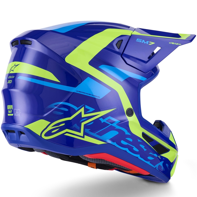 Motokrosová prilba Alpinestars SM7 Deed modro-fluo žltá