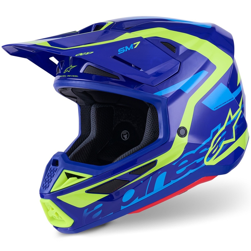 Motokrosová prilba Alpinestars SM7 Deed modro-fluo žltá