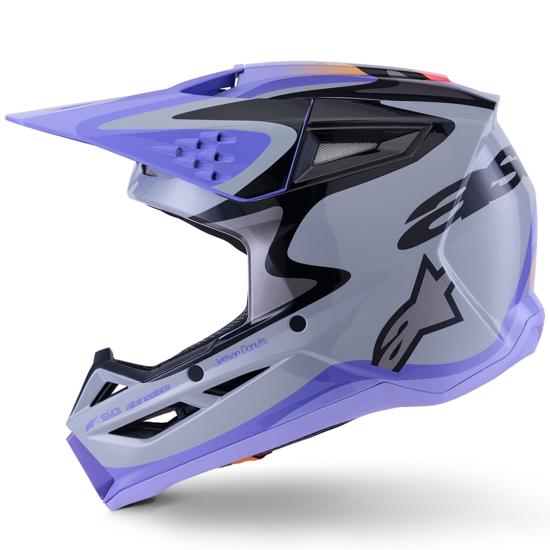 Motokrosová prilba Alpinestars S-M3 edícia JETT LAWRENCE šedo-fialovo-čierna