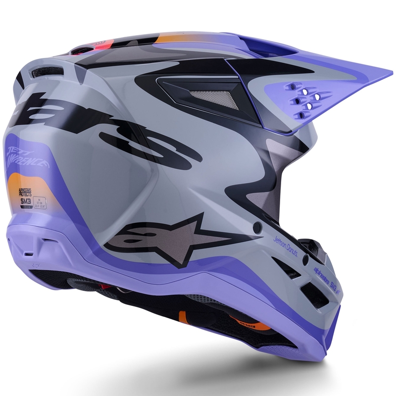 Motokrosová prilba Alpinestars S-M3 edícia JETT LAWRENCE šedo-fialovo-čierna