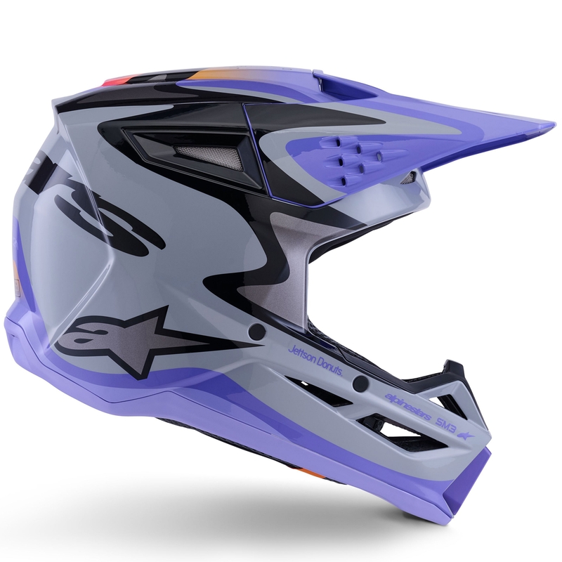 Motokrosová prilba Alpinestars S-M3 edícia JETT LAWRENCE šedo-fialovo-čierna