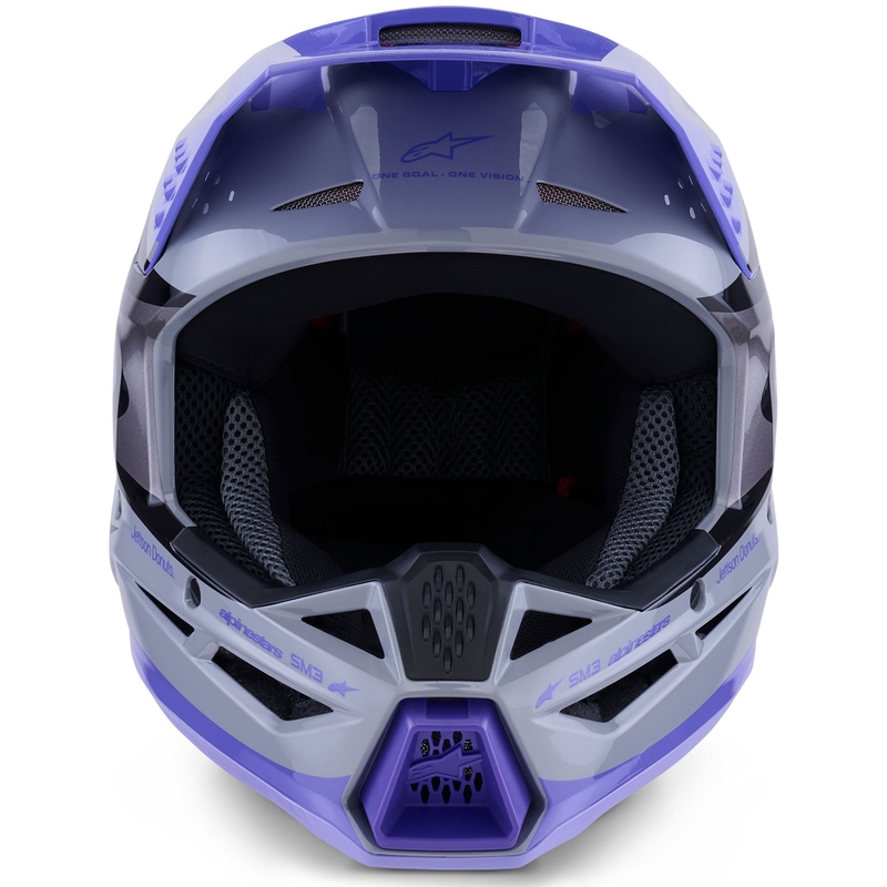 Motokrosová prilba Alpinestars S-M3 edícia JETT LAWRENCE šedo-fialovo-čierna