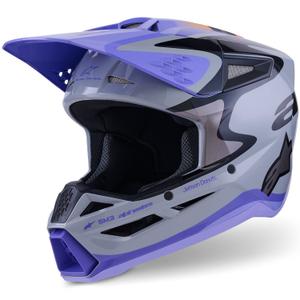 Motokrosová prilba Alpinestars S-M3 edícia JETT LAWRENCE šedo-fialovo-čierna