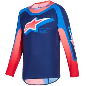 Detský motokrosový dres Alpinestars Supertech Vista Youth tmavo modro-korálovo-kobaltový