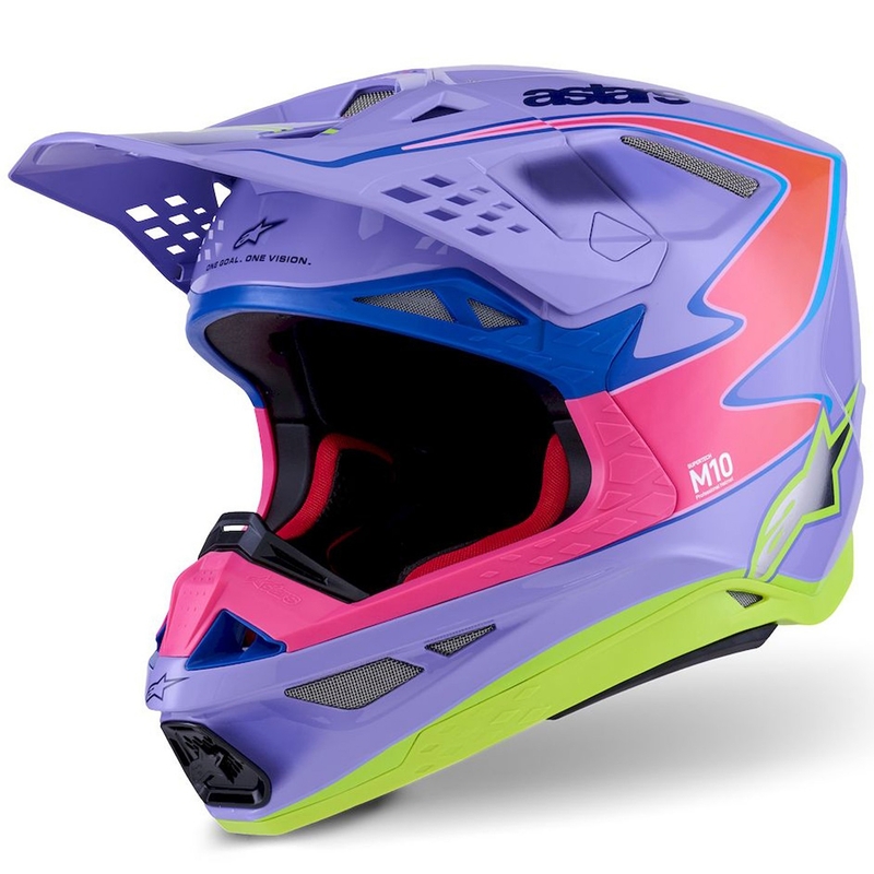 Motokrosová prilba Alpinestars S-M10 JETT LAWRENCE R01 fialovo-fluo ružovo-fluo žltá