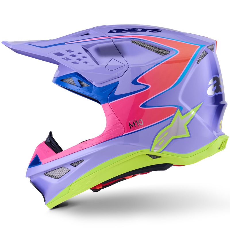 Motokrosová prilba Alpinestars S-M10 JETT LAWRENCE R01 fialovo-fluo ružovo-fluo žltá