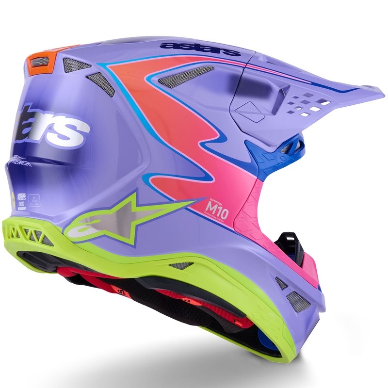 Motokrosová prilba Alpinestars S-M10 JETT LAWRENCE R01 fialovo-fluo ružovo-fluo žltá