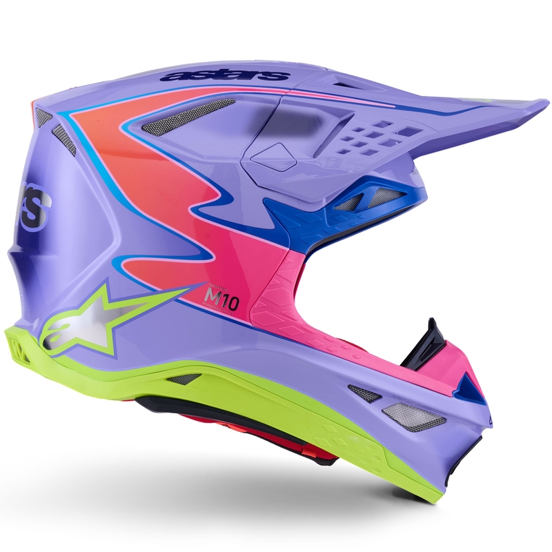 Motokrosová prilba Alpinestars S-M10 JETT LAWRENCE R01 fialovo-fluo ružovo-fluo žltá