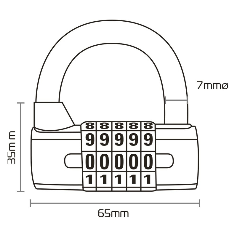 Zámok U profil Oxford 5-DIGIT čierny
