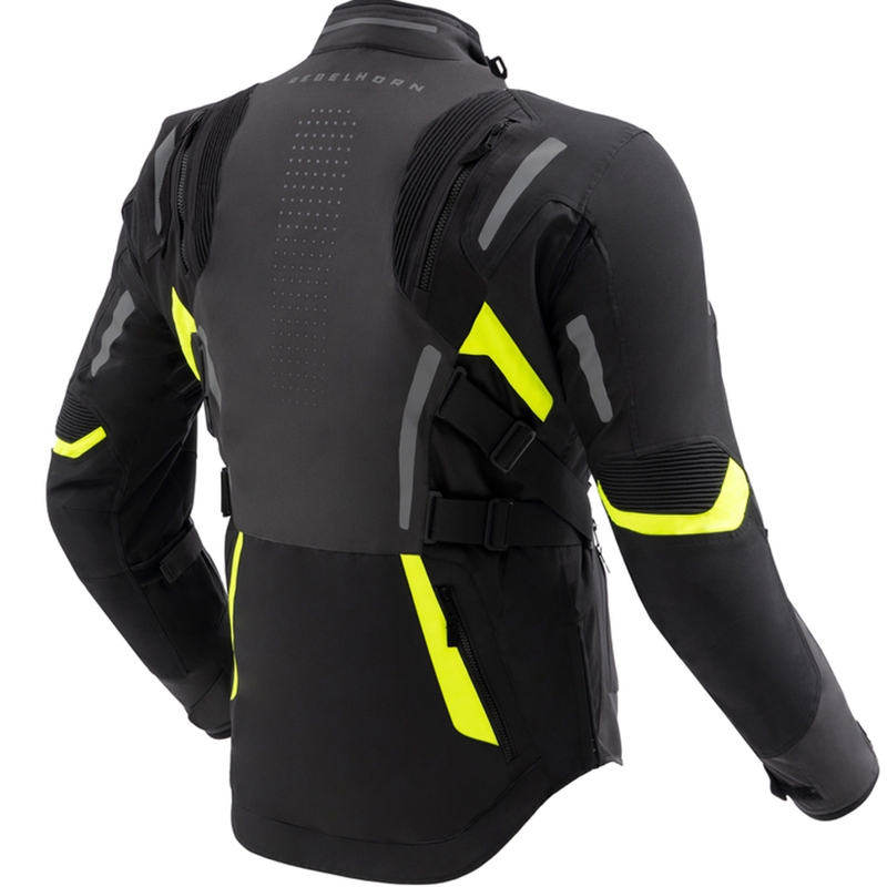 Bunda na motocykel Rebelhorn Hiker IV čierno-antracitovo-fluorescenčno žltá