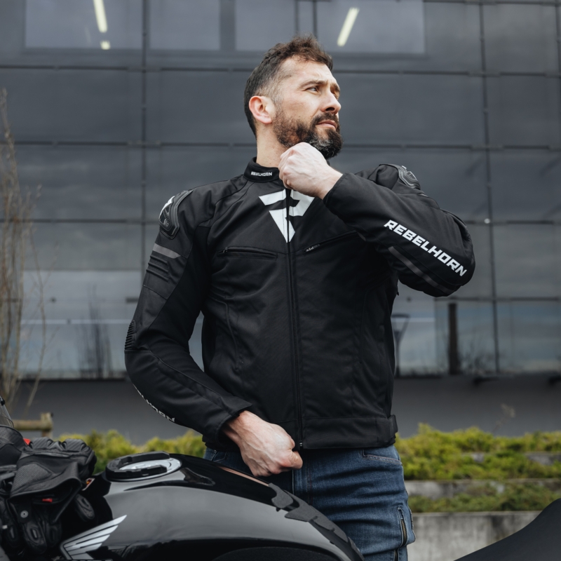 Bunda na motorku Rebelhorn Vandal čierno-biela