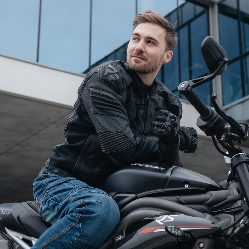 Kožená bunda na motorku Rebelhorn Vandal čierna