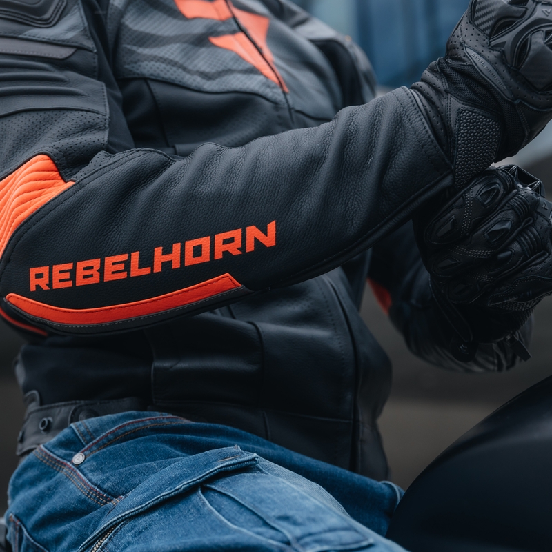 Kožená bunda na motorku Rebelhorn Vandal čierno-červená