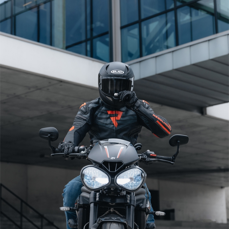 Kožená bunda na motorku Rebelhorn Vandal čierno-červená