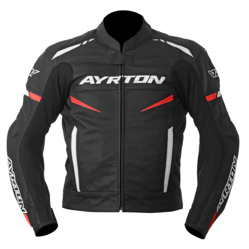 Bunda na motocykel Ayrton Raptor čierno-bielo-fluorescenčno červená