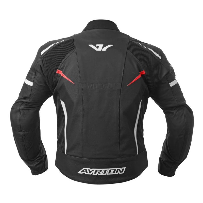Bunda na motocykel Ayrton Raptor čierno-bielo-fluorescenčno červená