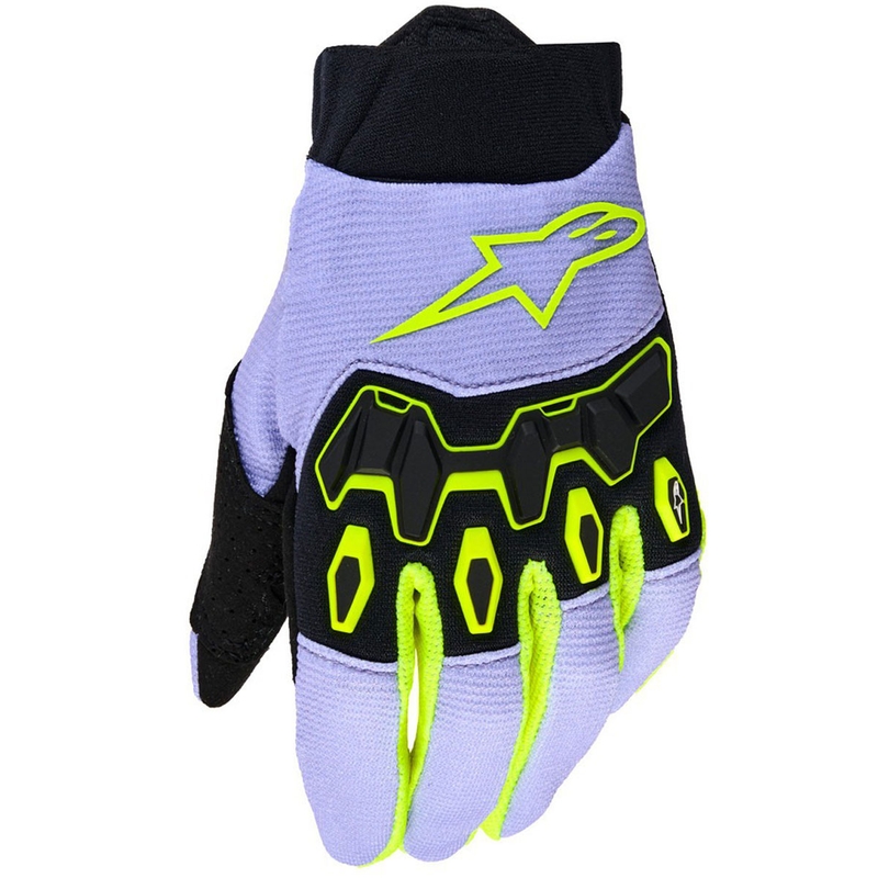Detské motokrosové rukavice Alpinestars Full Bore V2 Youth/Kids fialovo-fluorescenčno žlté