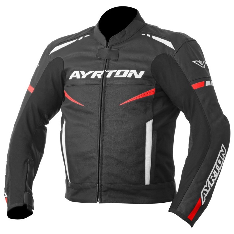 Bunda na motocykel Ayrton Raptor čierno-bielo-fluorescenčno červená