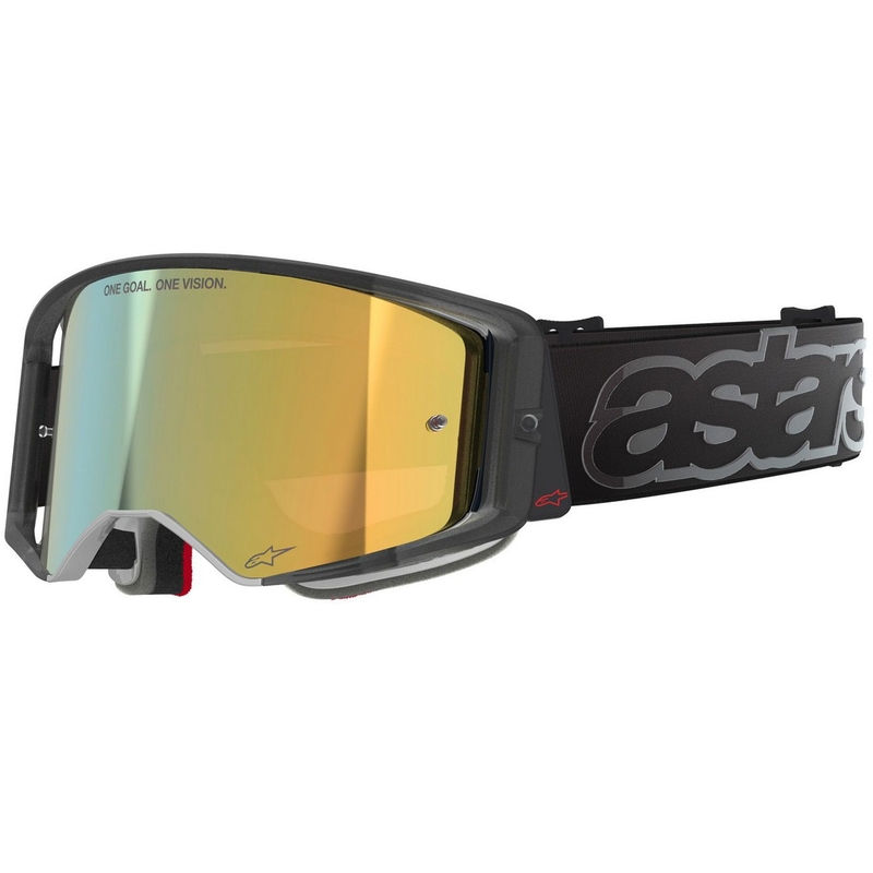 Motokrosové okuliare Alpinestars Supertech Vision Vista čierne so zrkadlovým zlatým priezorom