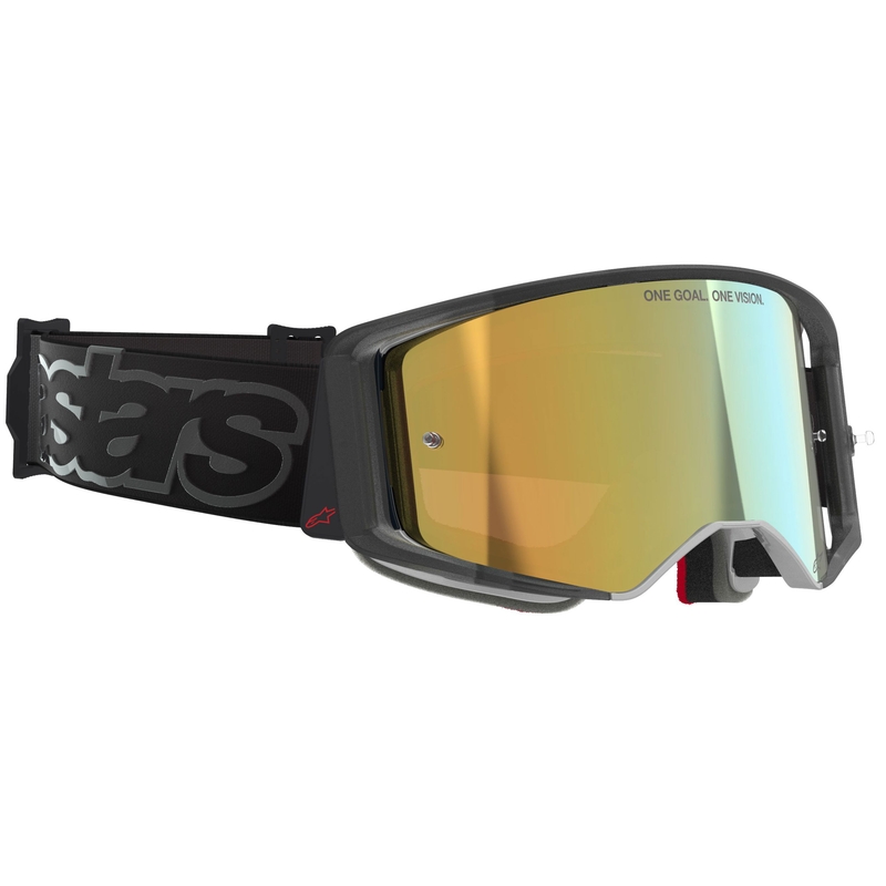 Motokrosové okuliare Alpinestars Supertech Vision Vista čierne so zrkadlovým zlatým priezorom
