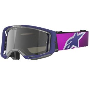 Motokrosové okuliare Alpinestars Vision 8 Corp fialovo-číre so zrkadlovým strieborným zorníkom
