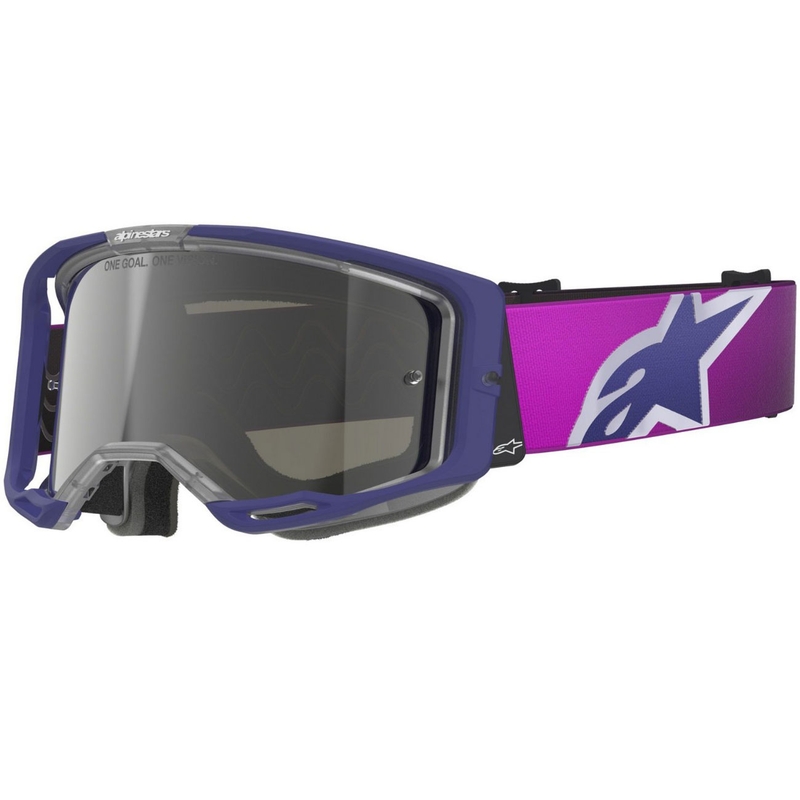 Motokrosové okuliare Alpinestars Vision 8 Corp fialovo-číre so zrkadlovým strieborným priezorom