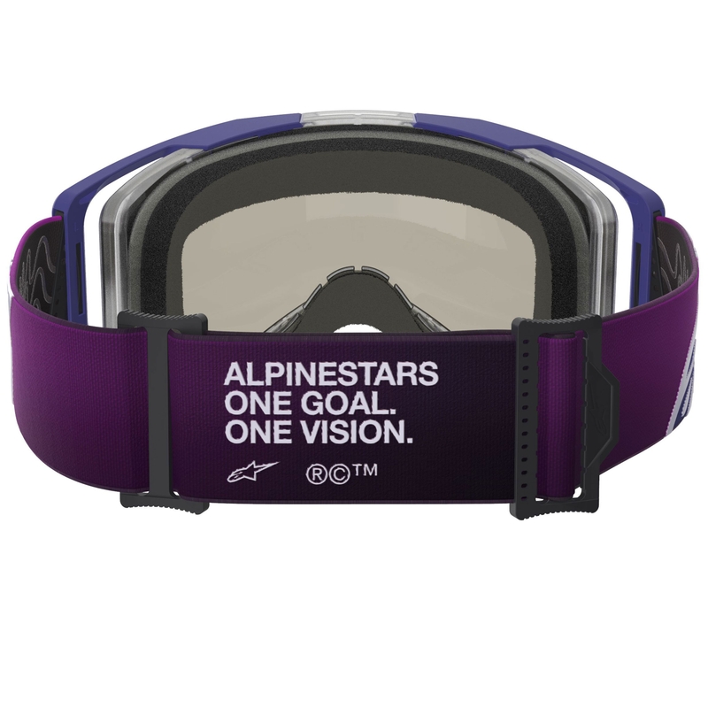 Motokrosové okuliare Alpinestars Vision 8 Corp fialovo-číre so zrkadlovým strieborným priezorom