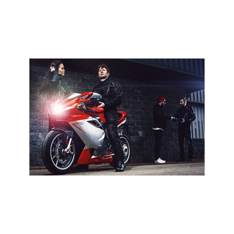 Bunda na motocykel Ayrton Chrome čierno-červená výpredaj