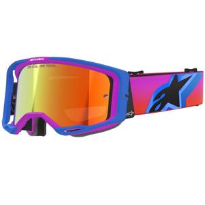 Motokrosové okuliare Alpinestars Vision 8 Corp modro-fialovo-oranžové so zrkadlovým červeným zorníkom