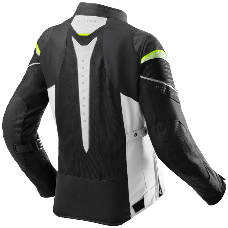 Dámska bunda na motocykel Rebelhorn Hiflow V čierno-šedo-fluorescenčno žltá