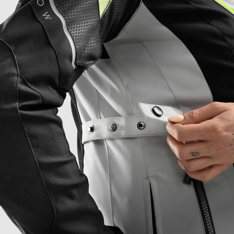 Dámska bunda na motocykel Rebelhorn Hiflow V čierno-šedo-fluorescenčno žltá