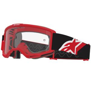 Motokrosové okuliare Alpinestars Vision OTG červeno-čierno-biele s čírym zorníkom