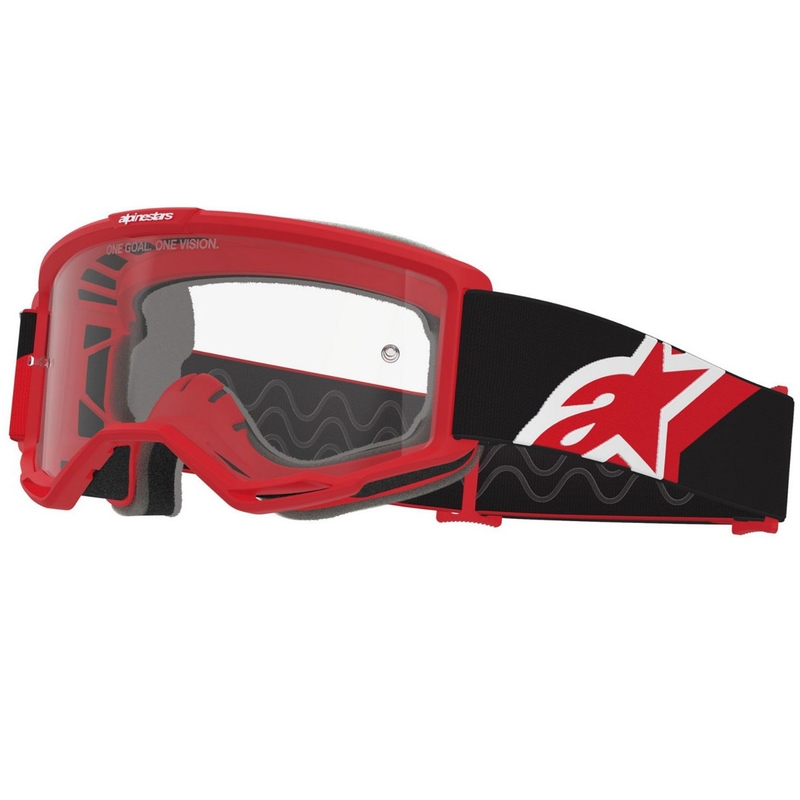 Motokrosové okuliare Alpinestars Vision OTG červeno-čierno-biele s čírym priezorom