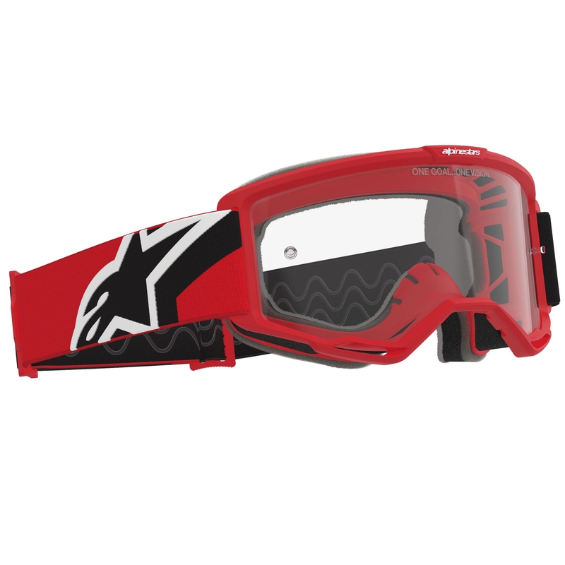 Motokrosové okuliare Alpinestars Vision OTG červeno-čierno-biele s čírym priezorom