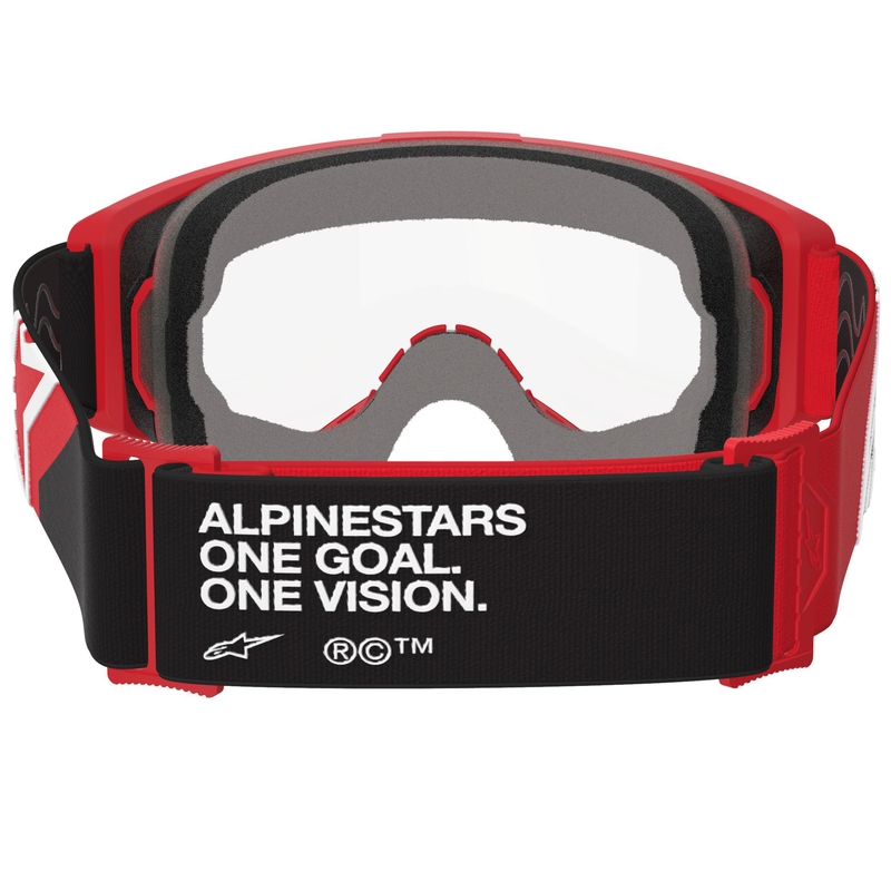 Motokrosové okuliare Alpinestars Vision OTG červeno-čierno-biele s čírym priezorom