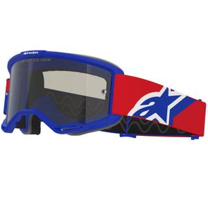 Motokrosové okuliare Alpinestars Vision Sand modro-červeno-biele s tmavo dymovým zorníkom