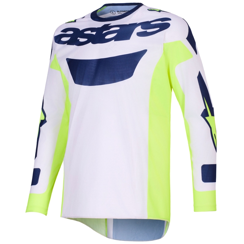 Motokrosový dres Alpinestars Racer Air Riway svetlo šedo-fluofrescenčno žlto-modrý