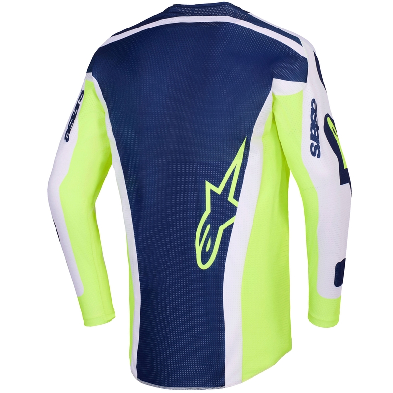 Motokrosový dres Alpinestars Racer Air Riway svetlo šedo-fluofrescenčno žlto-modrý