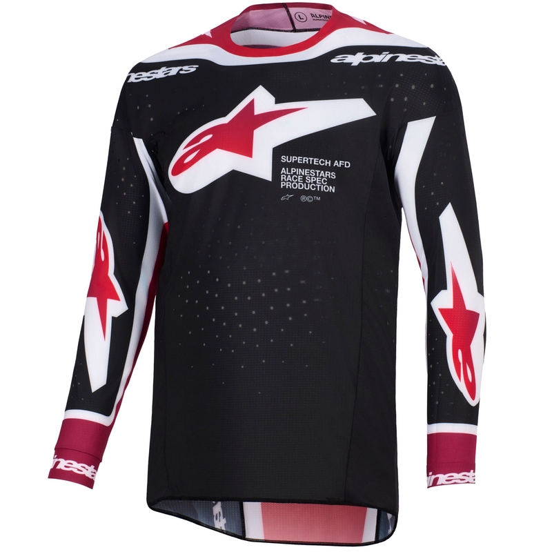 Motokrosový dres Alpinestars Supertech Pro AFD Vista čierno-červeno-biely