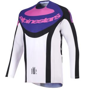 Motokrosový dres Alpinestars Techstar Knif čierno-svetlo šedo-fialový