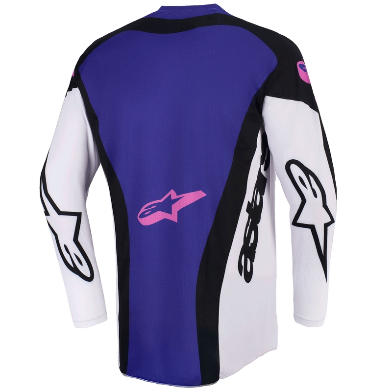 Motokrosový dres Alpinestars Techstar Knif čierno-svetlo šedo-fialový