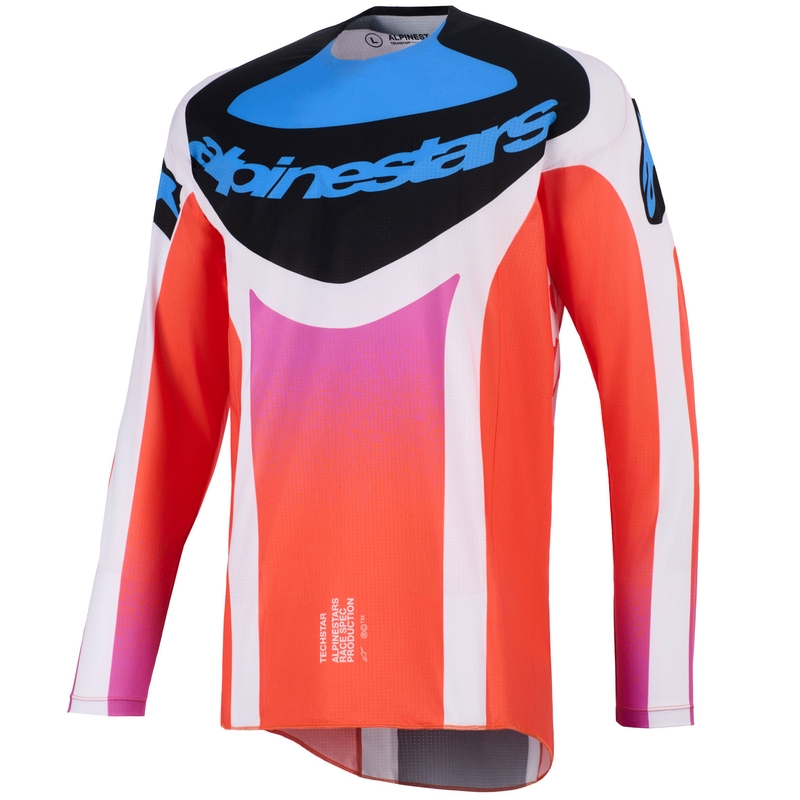 Motokrosový dres Alpinestars Techstar Knif svetlo šedo-fluorescenčno oranžovo-čierny