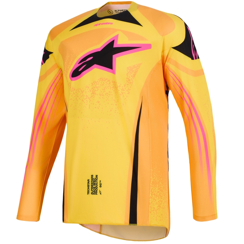 Motokrosový dres Alpinestars Techstar Nomur oranžovo-žlto-ružový