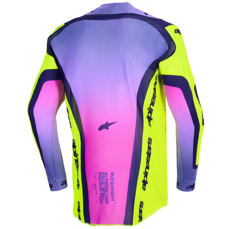 Motokrosový dres Alpinestars Supertech Vista fluo žlto-fialovo-čierny