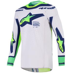 Motokrosový dres Alpinestars Supertech Vista svetlo šedo-fluo žlto-zeleno-modro-ružový